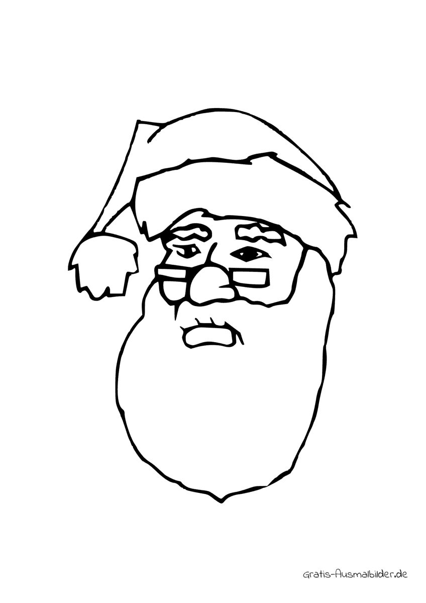 Ausmalbild Nikolaus mit Brille und Bart