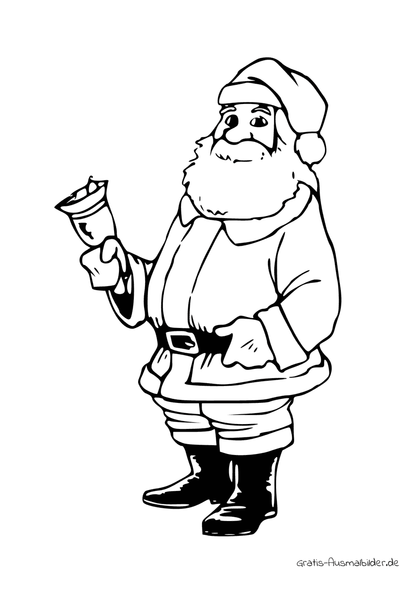 Ausmalbild Nikolaus mit einer Glocke