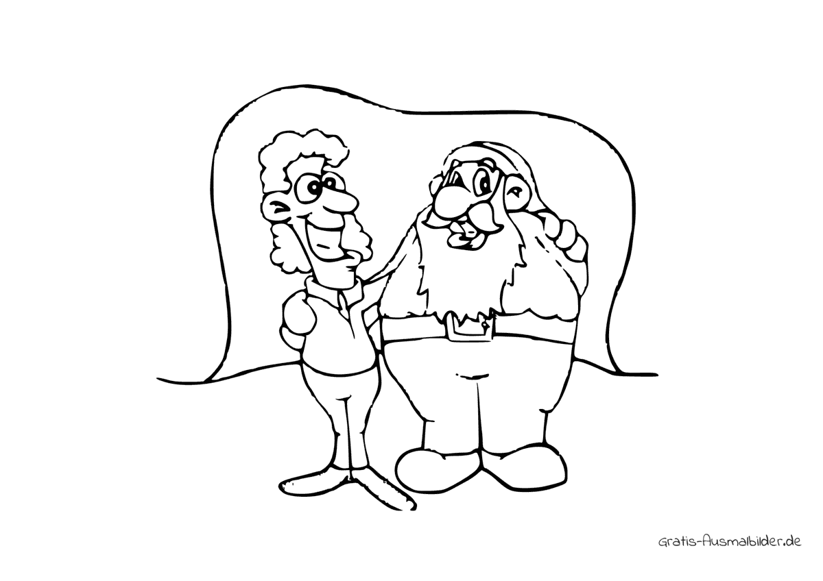 Ausmalbild Nikolaus mit Frau