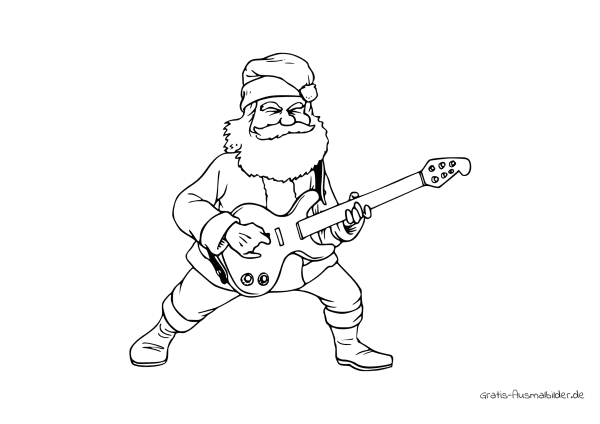 Ausmalbild Nikolaus mit Gitarre