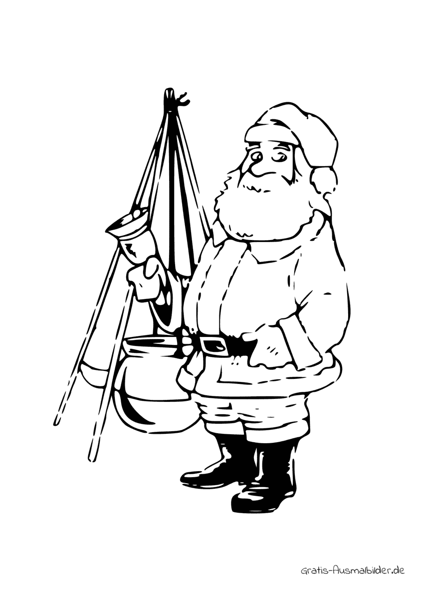 Ausmalbild Nikolaus mit Glocke