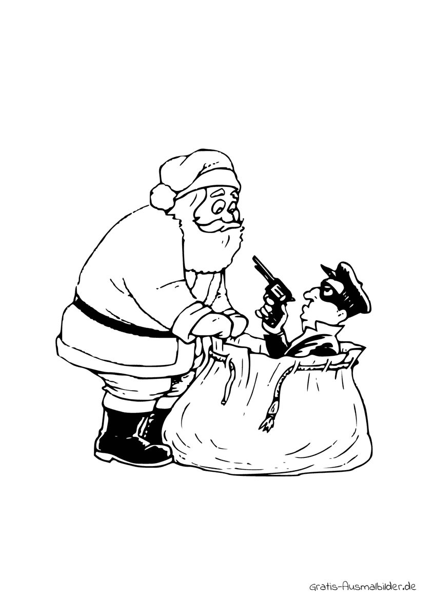 Ausmalbild Nikolaus mit Verbrecher
