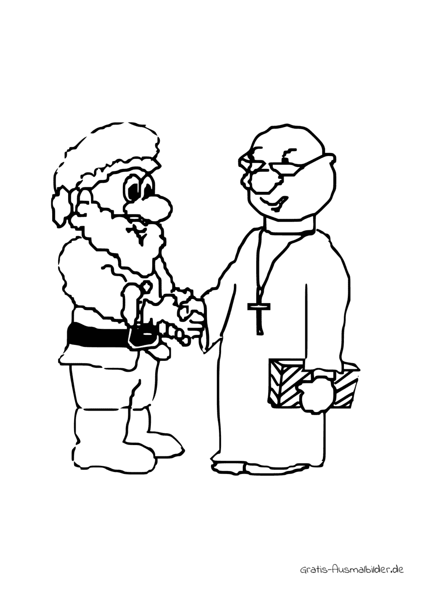 Ausmalbild Nikolaus und Pfarrer