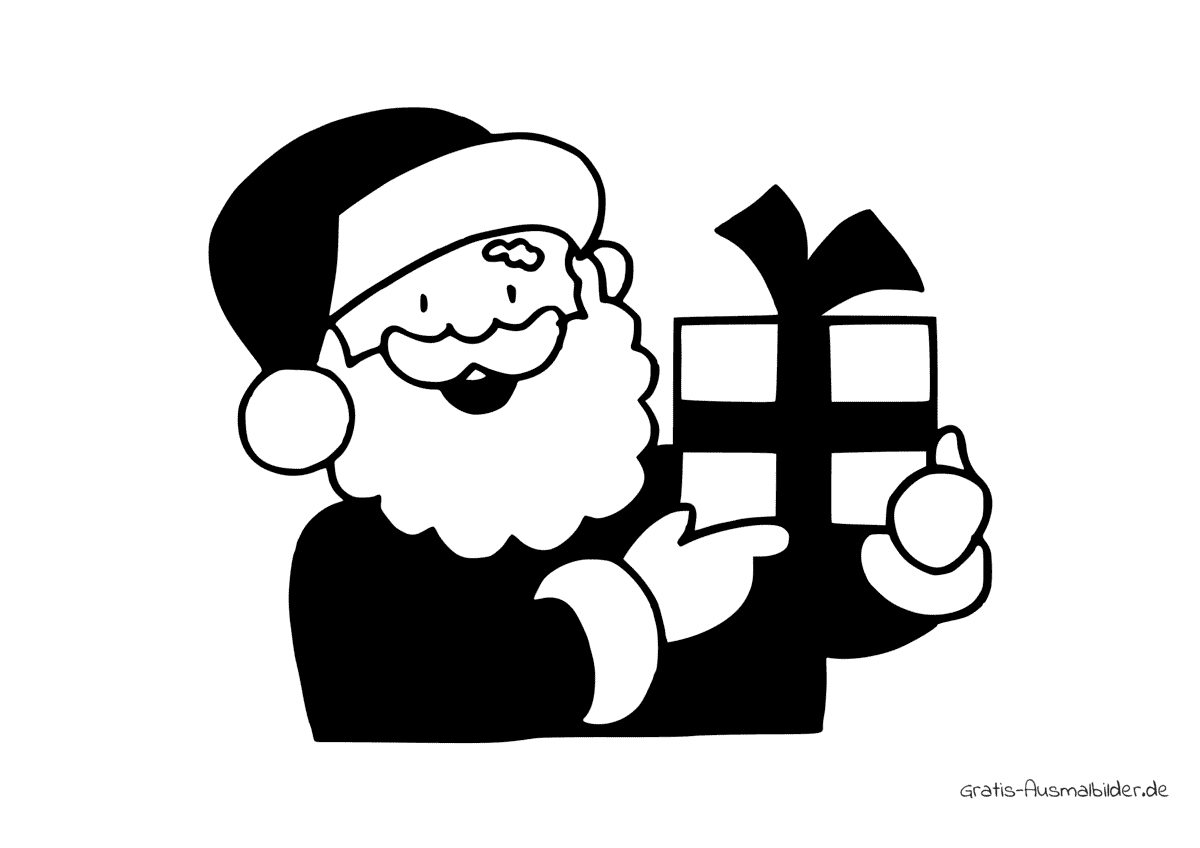 Ausmalbild Nikolaus verschenkt Geschenke