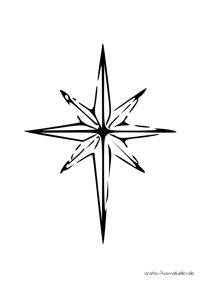 Ausmalbild Stern von Betlehem schematisch