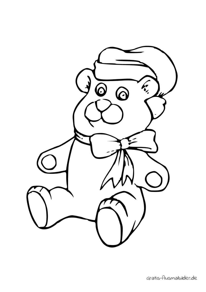 Ausmalbild Teddybär mit Schleife