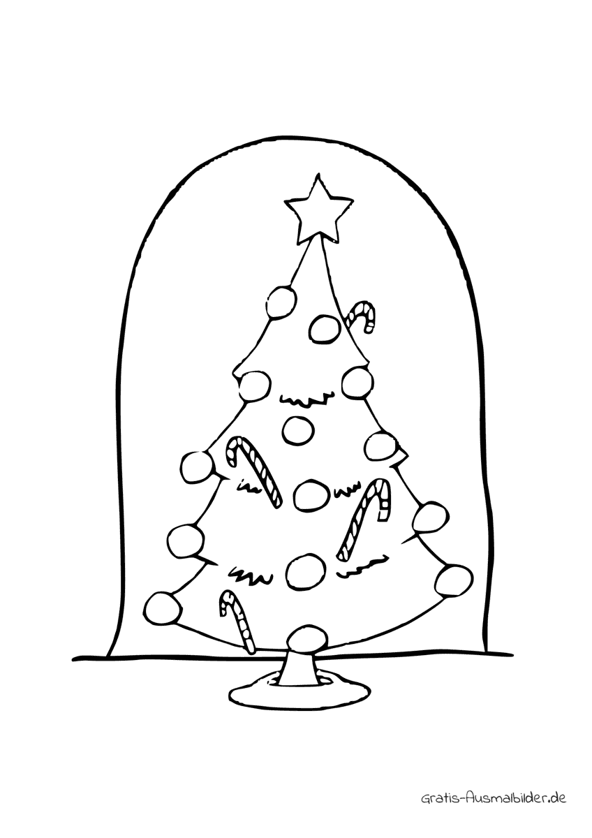 Ausmalbild Verzierter Weihnachtsbaum