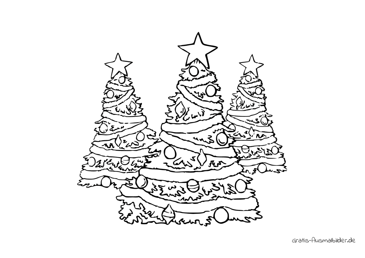 Ausmalbild Weihnachtsbäume
