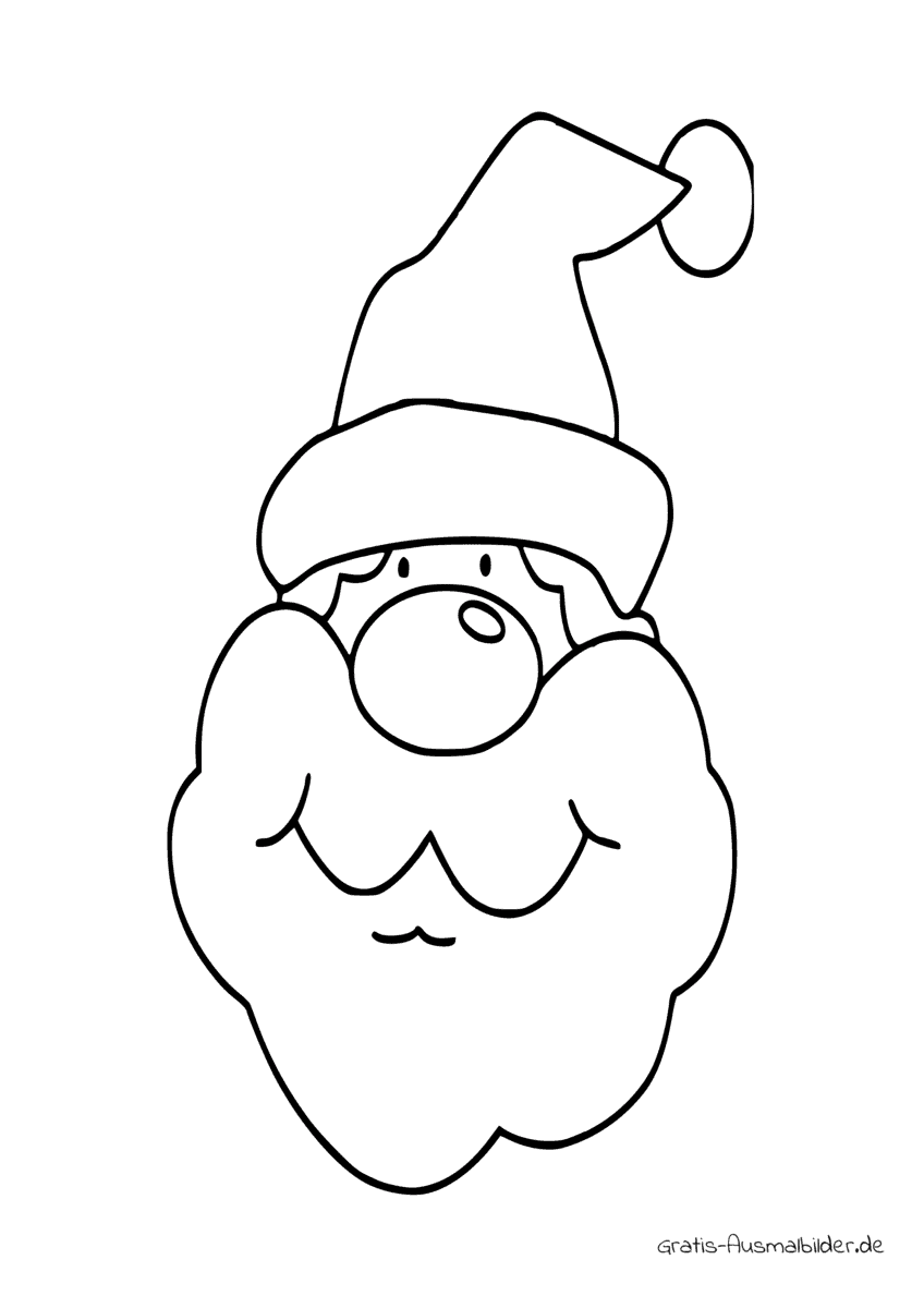 Ausmalbild Weihnachtsmann grosser Bart