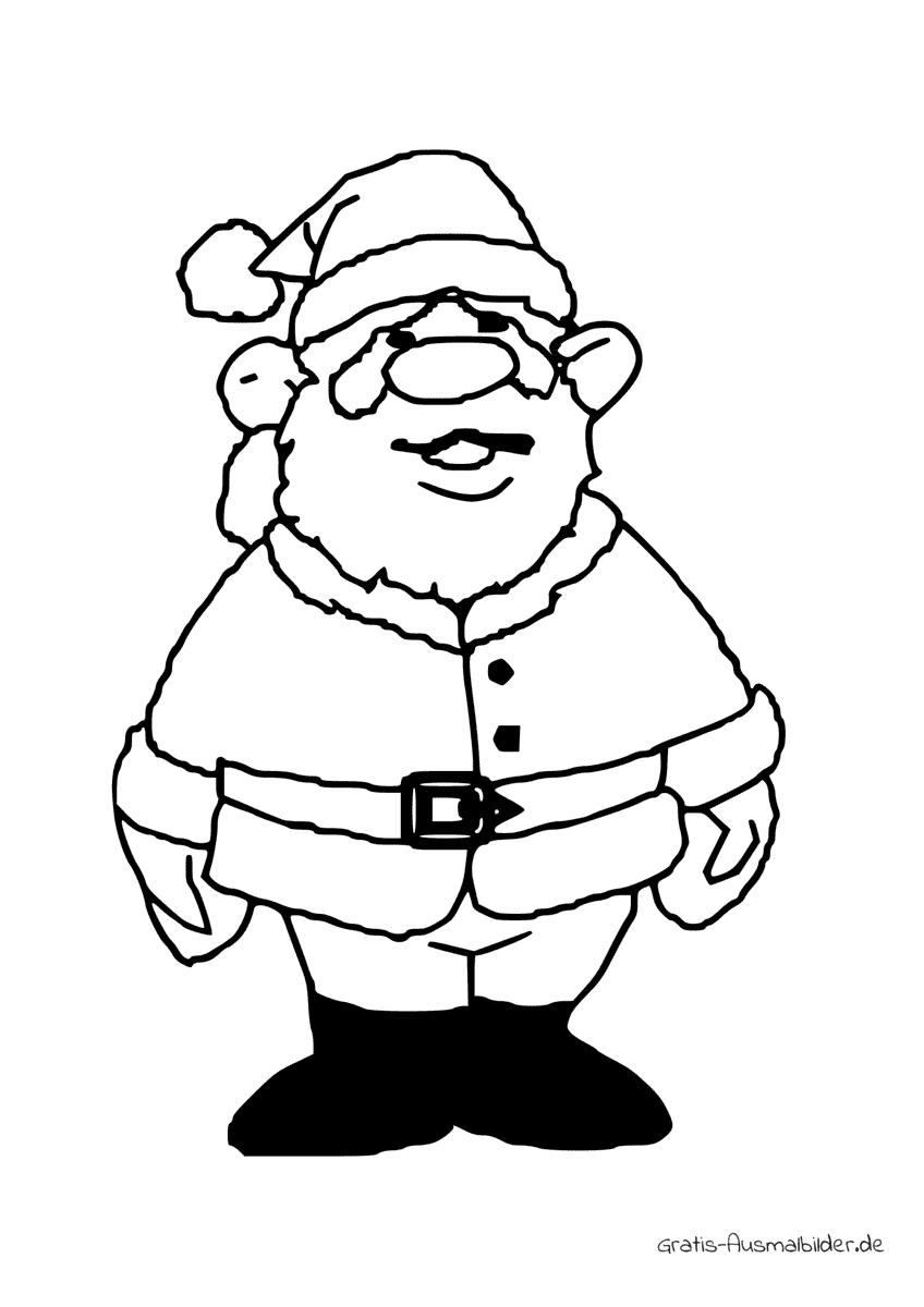 Ausmalbild Weihnachtsmann mit breitem Gürtel