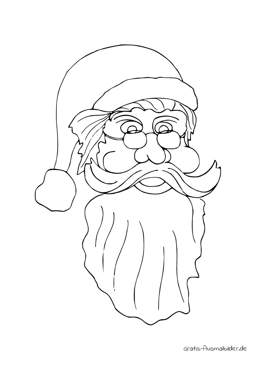 Ausmalbild Weihnachtsmann mit Brille