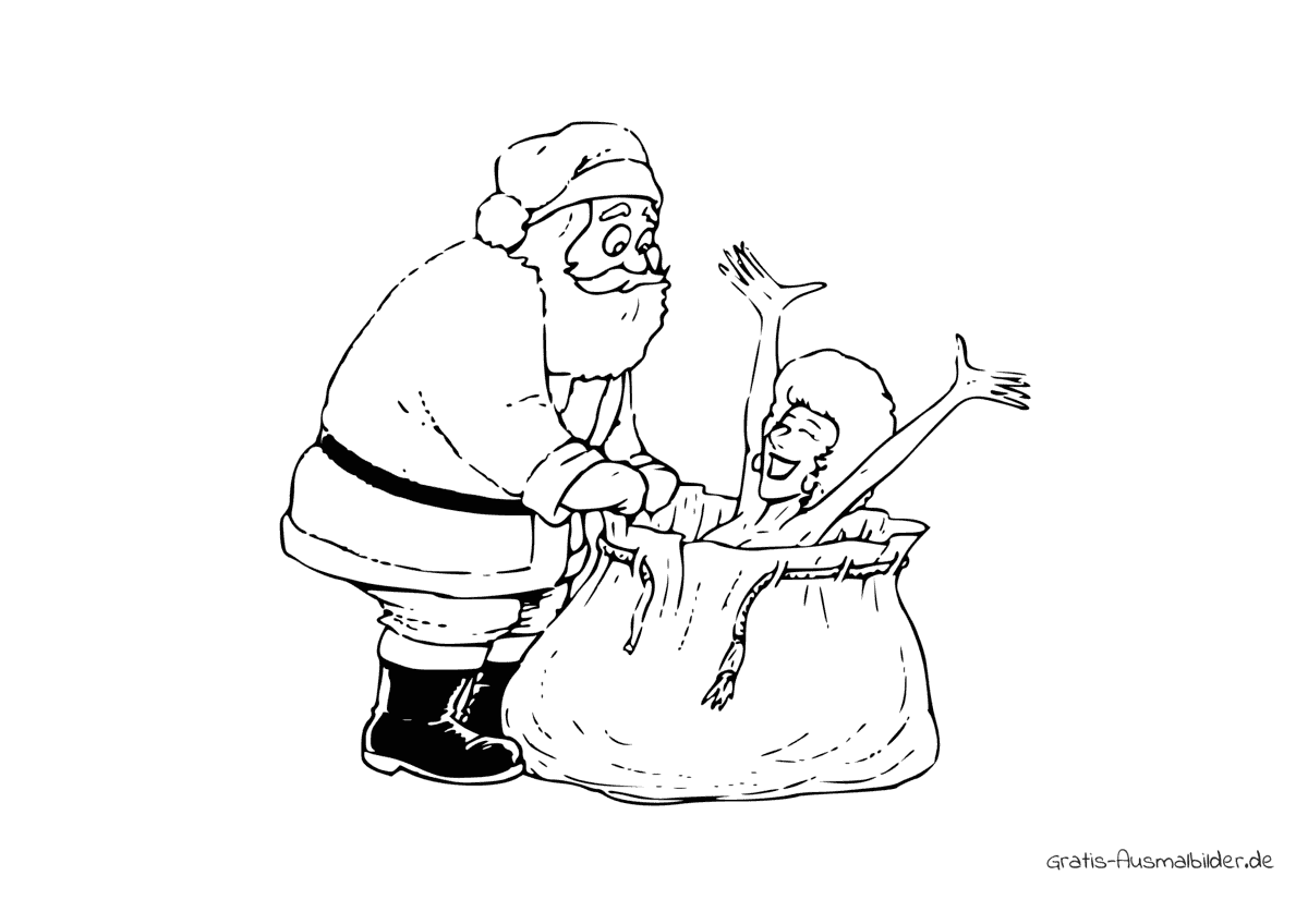 Ausmalbild Weihnachtsmann mit Frau