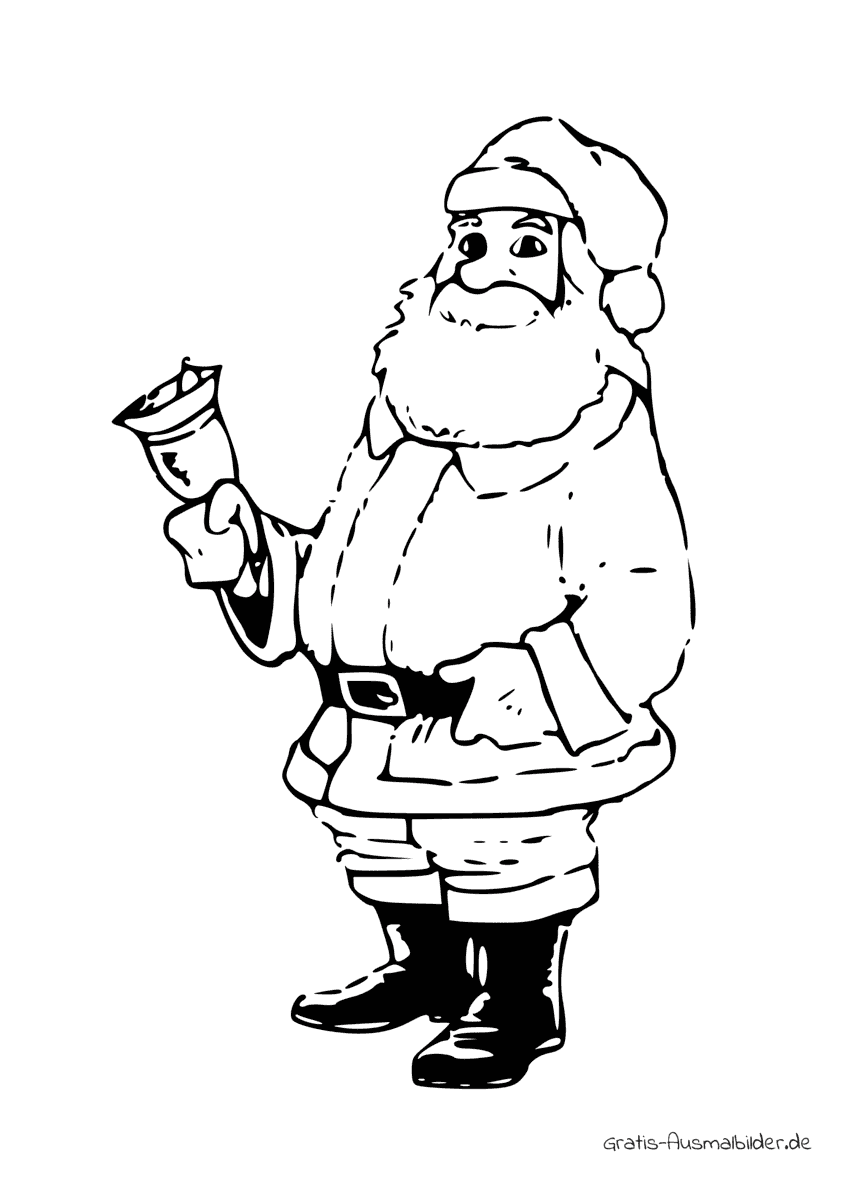 Ausmalbild Weihnachtsmann mit Glocke