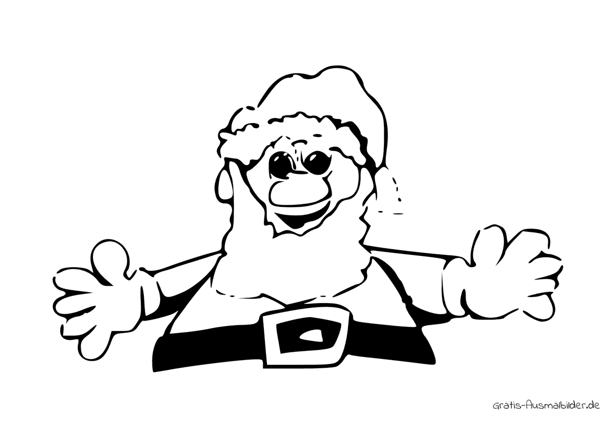Ausmalbild Weihnachtsmann mit Gürtel