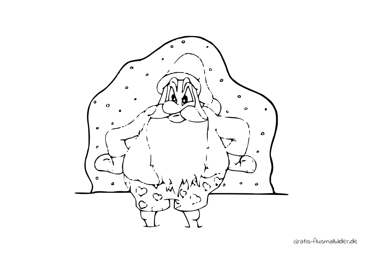 Ausmalbild Weihnachtsmann mit Unterhose