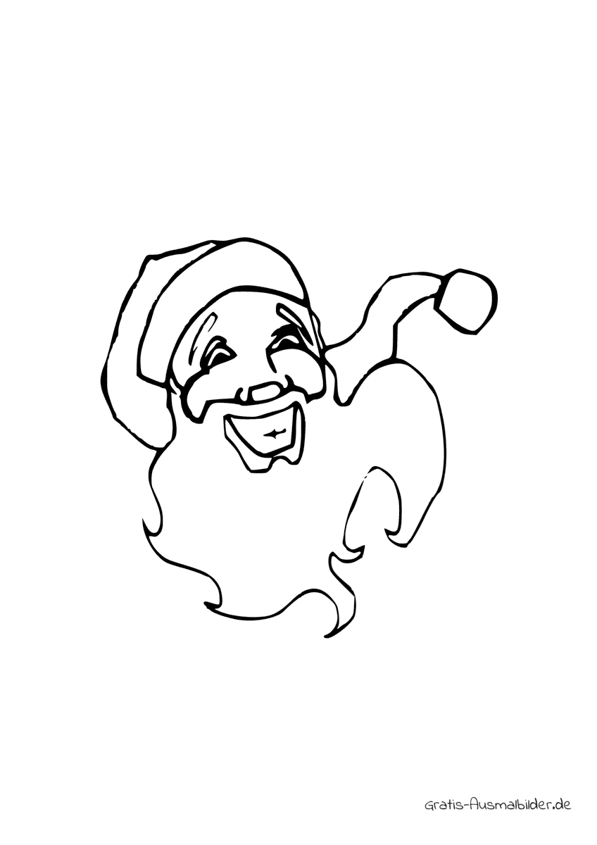 Ausmalbild Weihnachtsmann zeigt Zähne