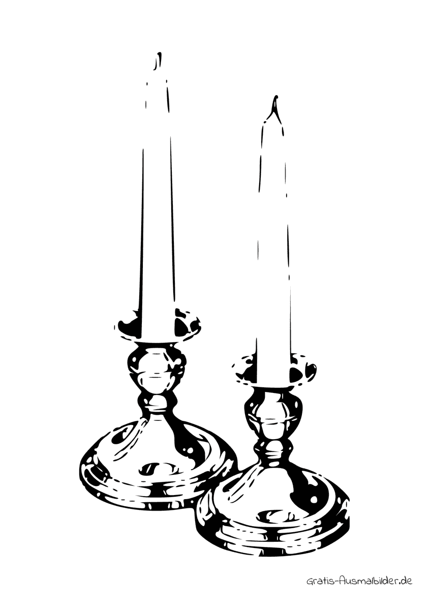 Ausmalbild Zwei Kerzenständer