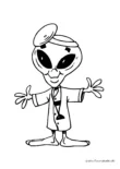 Ausmalbild Alien als Arzt