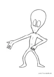 Ausmalbild Alien mit einem großem Kopf