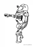 Ausmalbild Cyborg mit ausgestrecktem Arm