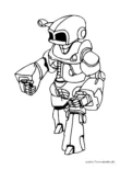 Ausmalbild Cyborg mit großen Armen