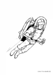 Ausmalbild Astronaut mit Jetpack