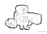 Ausmalbild Astronaut mit Maschinen