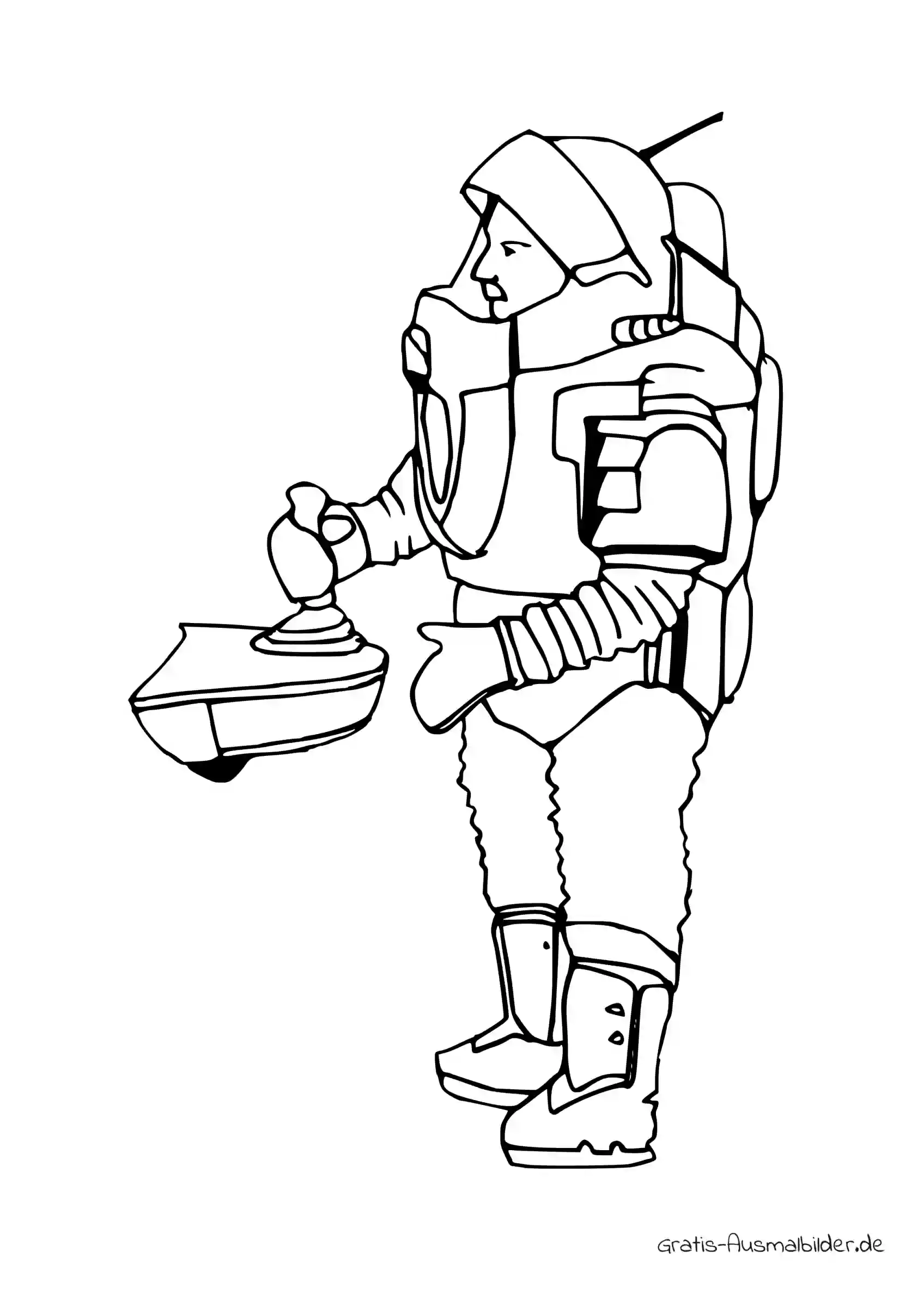 Ausmalbild Astronaut mit Steuerknüppel