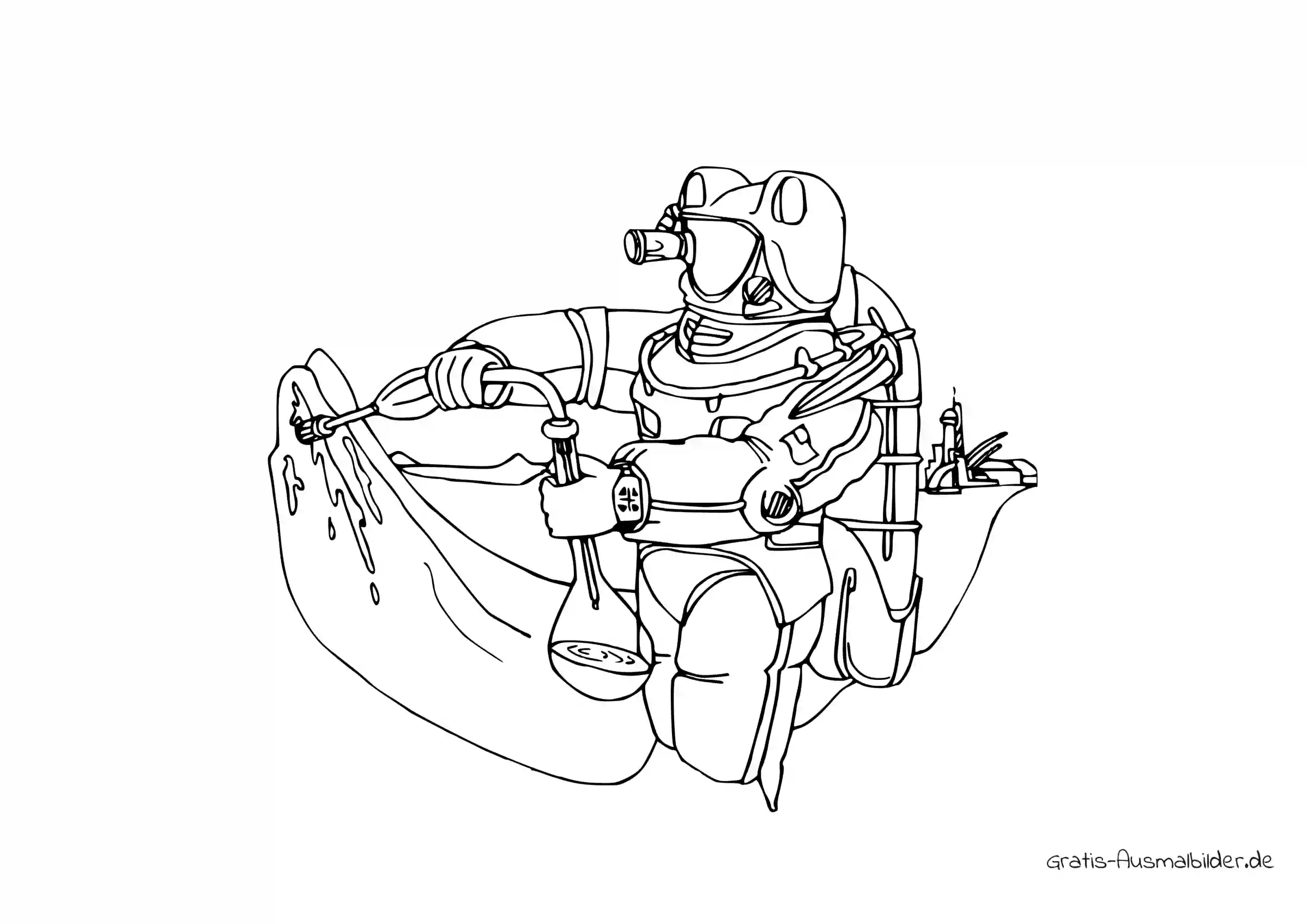 Ausmalbild Astronaut sammel Flüssigkeit