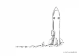 Ausmalbild Männer steigen in eine Rakete