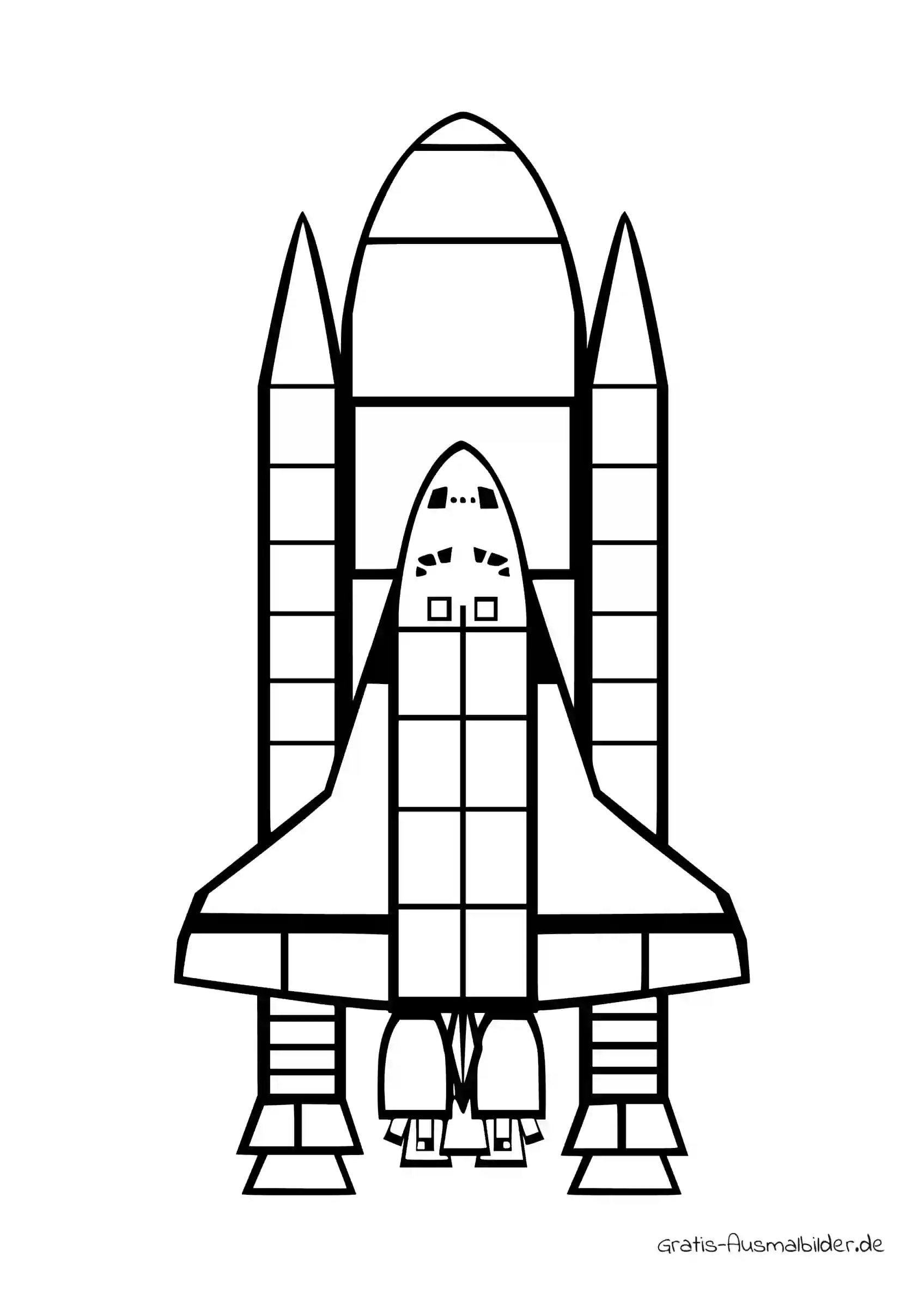 Ausmalbild Startendes Space Shuttle mit Booster