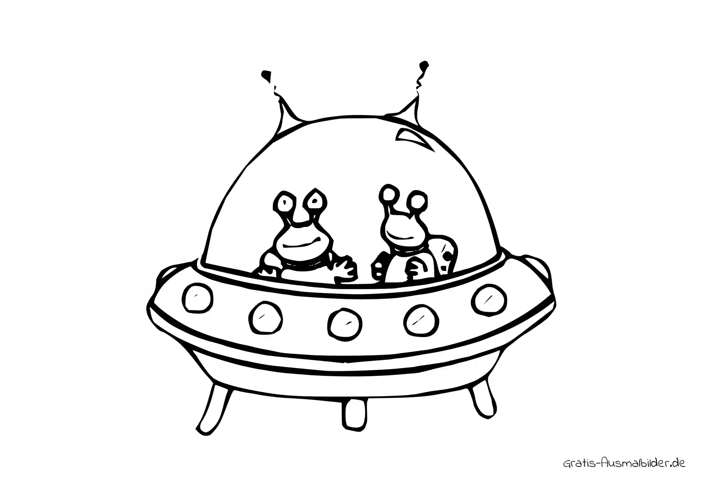 Ausmalbild Aliens in UFO