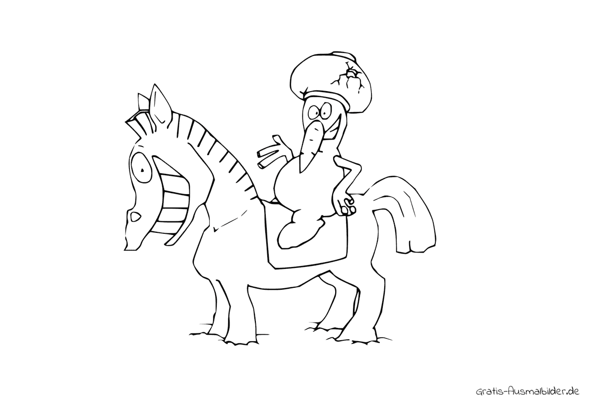 Ausmalbild Schneemann auf einem Pferd