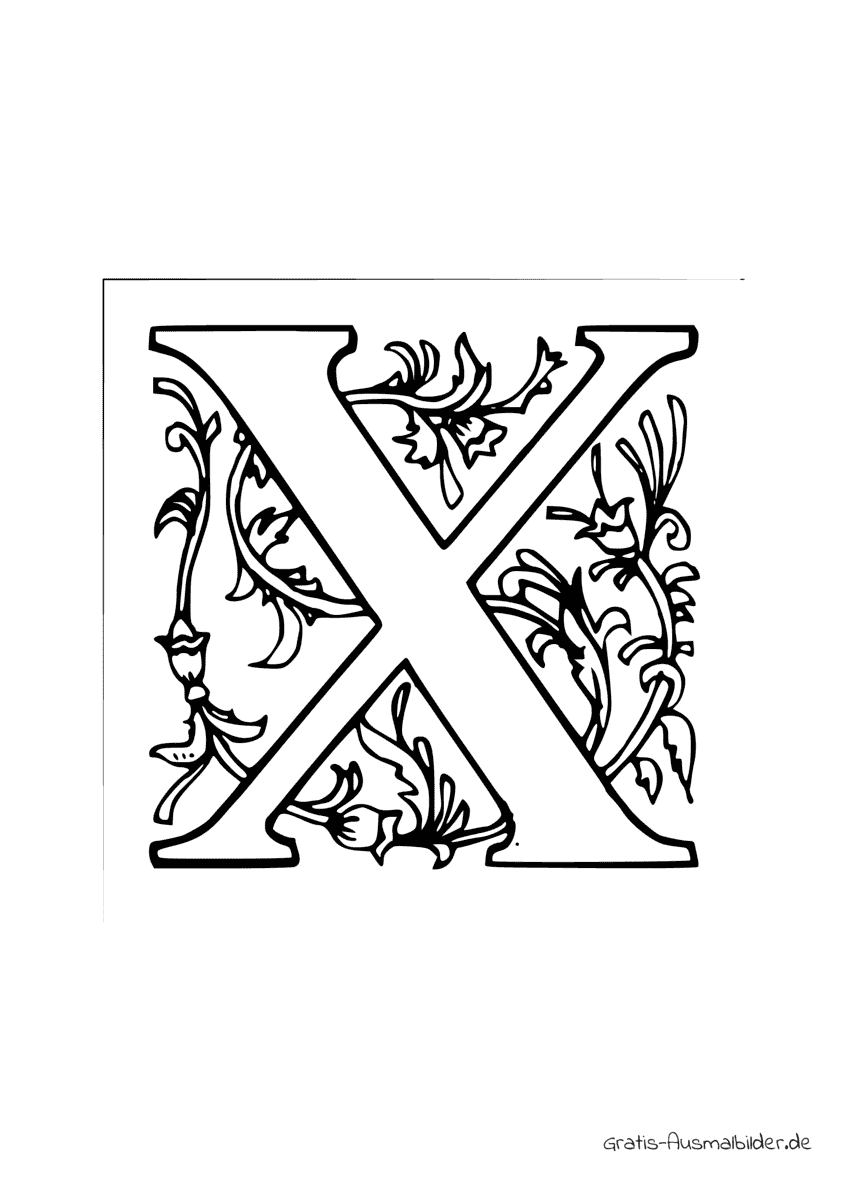 Ausmalbild X mit Blümchen