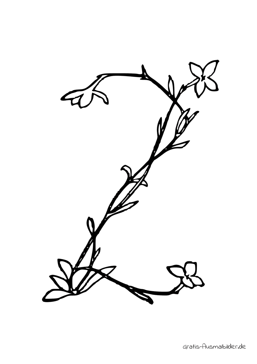 Ausmalbild Z aus Blumen