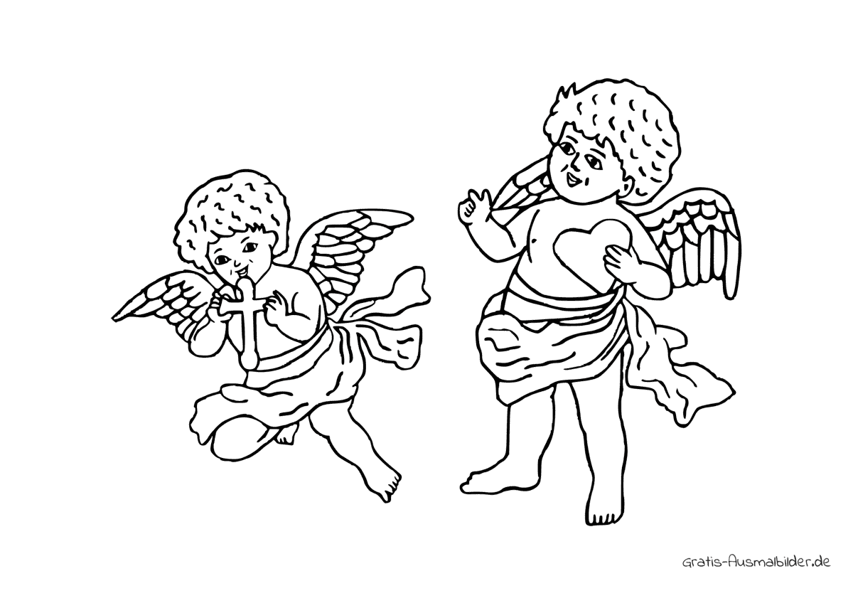 Ausmalbild Zwei kleine Engelchen